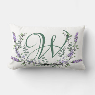 Monogram W Lavendel Eucalyptus Lendenkissen