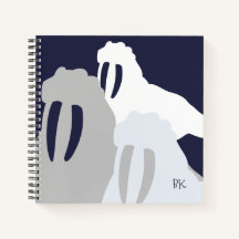 Monogram Walrus Blue Personalisiert Spiral Noteboo