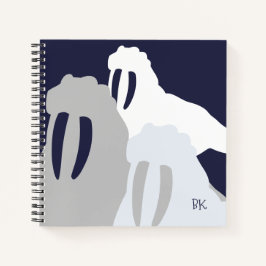 Monogram Walrus Blue Personalisiert Spiral Noteboo Notizbuch