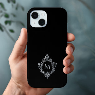 Monogram Wappen Black Gray Vintag Elegant Initial Case-Mate iPhone Hülle