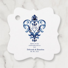 Monogram Wappen Blue & White Delft Wedding Geschenkanhänger