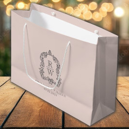 Monogram Wappen Blush Pink Hochzeit Große Geschenktüte