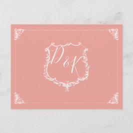 Monogram Wappen Blush Wedding rsvp Postcard Einladungspostkarte