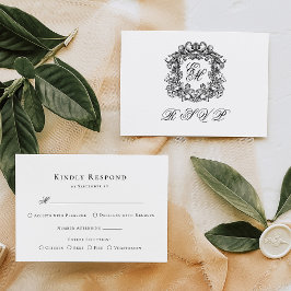 Monogram Wappen Elegant Menu Wedding RSVP Card Karte