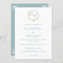 Monogram Wappen Gold Dusty Blue Wedding