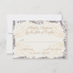 Monogram Wappen Gold Lila Vintage Wedding uAwg RSVP Karte