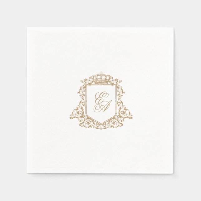Monogram Wappen Hochzeit Napkin Serviette (Vorderseite)