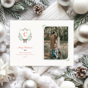 Monogram Wappen Holiday Foto Card Feiertagskarte