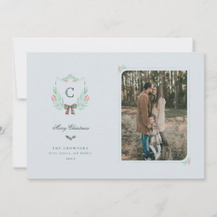 Monogram Wappen Holiday Foto Card Feiertagskarte