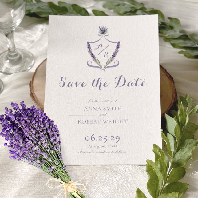 Monogram Wappen Lavender Elegant Wedding Save The Date (Von Creator hochgeladen)