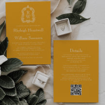 Monogram Wappen Marigold Yellow QR Code Hochzeit