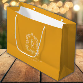Monogram Wappen Marigold Yellow Wedding Große Geschenktüte