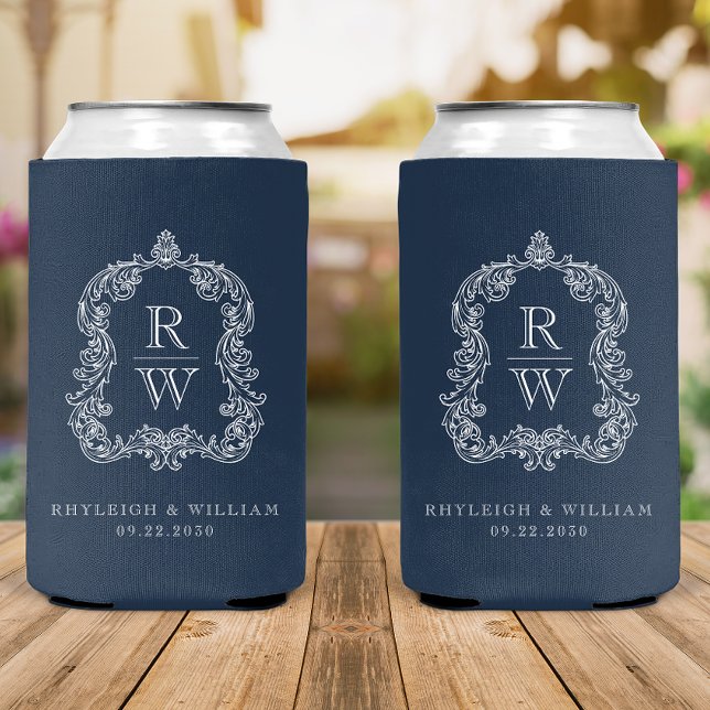 Monogram Wappen Navy Blue Wedding Dosenkühler (Von Creator hochgeladen)