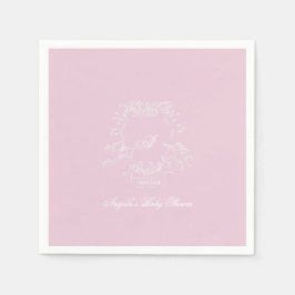 Monogram Wappen Pink Baby Shooting Paper Napkin Serviette