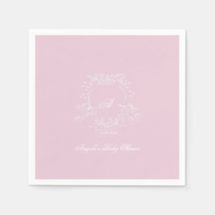 Monogram Wappen Pink Baby Shooting Paper Napkin Serviette