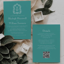 Monogram Wappen Türkis QR Code Hochzeit