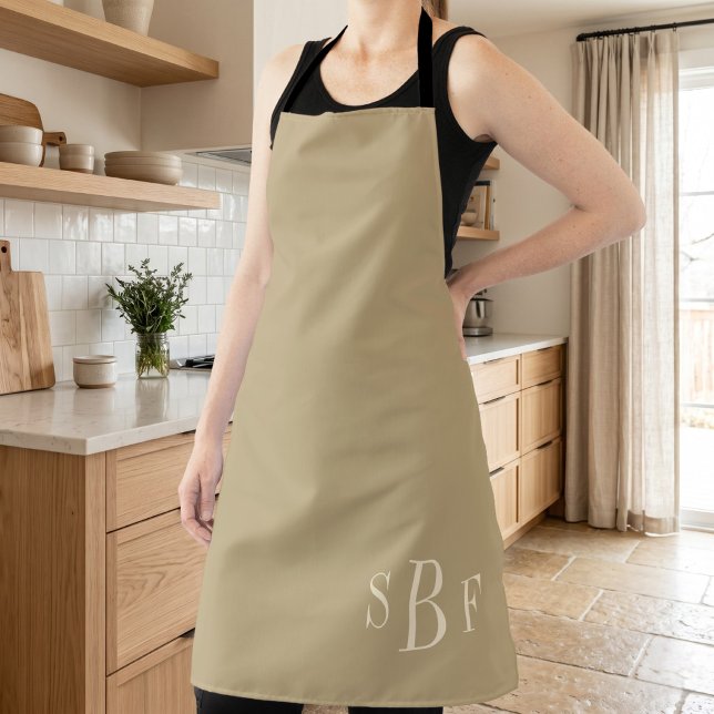 Monogram Warm Beige Boho Neutral Kitchen Gift Schürze (Monogram Warm Beige Boho Neutral Kitchen Gift Apron)