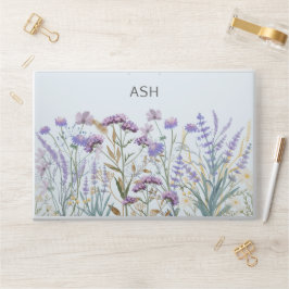 Monogram Wasserfarbe Lila Wildblume Meadow HP Laptop-Aufkleber