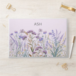Monogram Wasserfarbe Lila Wildblume Meadow HP Laptop-Aufkleber
