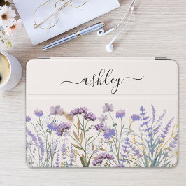 Monogram Wasserfarbe Lila Wildblume Meadow iPad Mini Hülle