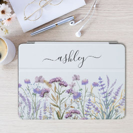 Monogram Wasserfarbe Lila Wildblume Meadow iPad Mini Hülle