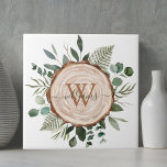 Monogram Wasserfarbe Rustikaler Holzschnitt und Fo Fliese<br><div class="desc">Bringen Sie die Schönheit der Natur mit unserer Monogram Watercolor Rustic Wood Slice und Foliage Keramik Fliesen. Eine Touch von Wald und Landzauber Eleganz für Ihren Raum! Fügen Sie Ihren Familiennamen zuerst hinzu und machen Sie ihn zu Ihrem eigenen</div>
