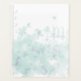 Monogram Watercolor Blue 2025 Floral Planer