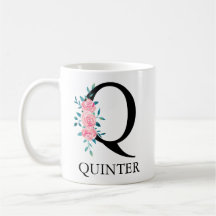 Monogram Watercolor Custom Single Letter Q Coffee