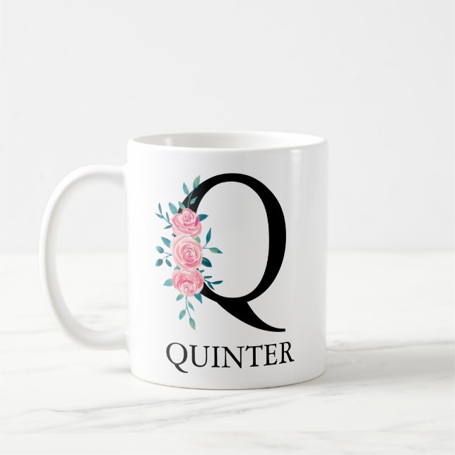 Monogram Watercolor Custom Single Letter Q Coffee Kaffeetasse (Links)