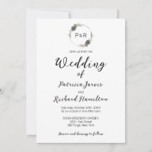 Monogram Watercolor Floral Elegante Hochzeit