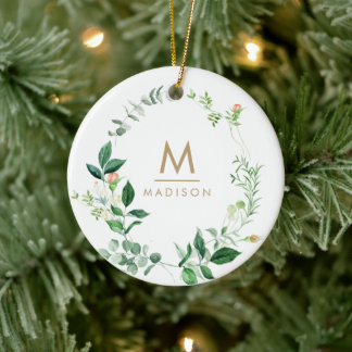 Monogram watercolor Floral Modern Fashion Keramik Ornament