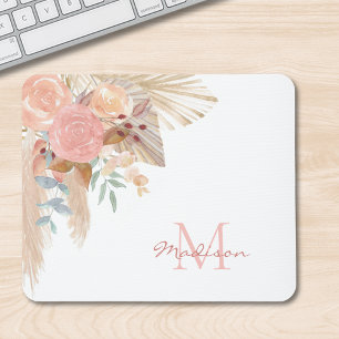 Monogram Watercolor Floral Mousepad