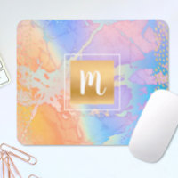 Monogram watercolor gold turquoise orange purple