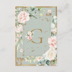 Monogram Watercolor Letter G Floral Blush Dankeskarte