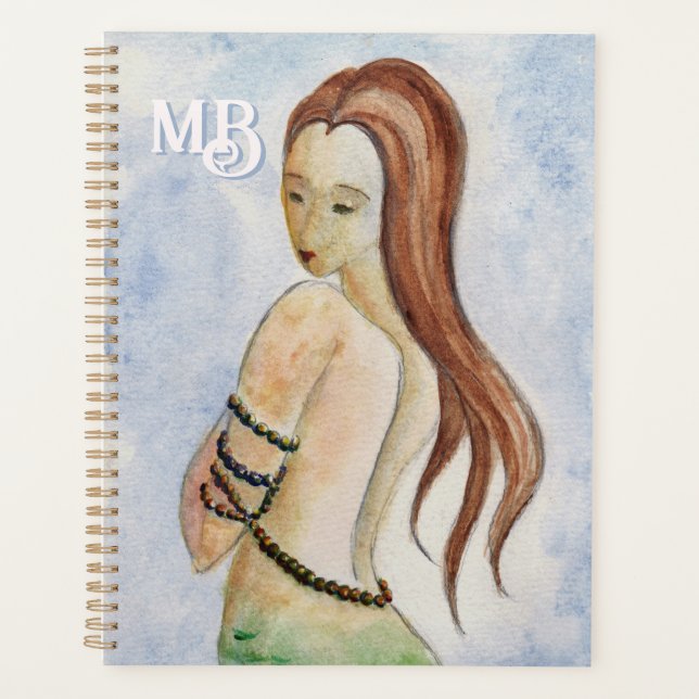 Monogram Watercolor Mermaid Plane Planer (Vorderseite)