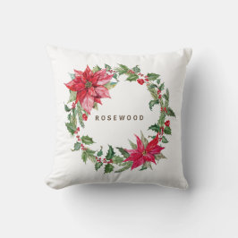 Monogram Watercolor Poinsettia Weihnachtsbrand Kissen