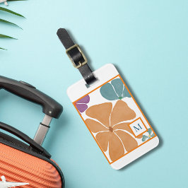 Monogram Watercolor Retro Daisy Luggage Tag Gepäckanhänger