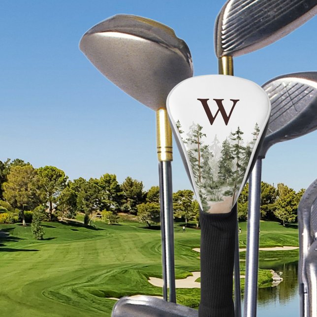 Monogram Watercolor Rustikaler Grünwald Golf Headcover (In situ)