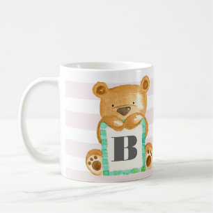 Monogram Watercolor Teddy Bär Persönliche Umarmung Tasse