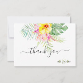 Monogram Watercolor Tropical Blume Folio Danke
