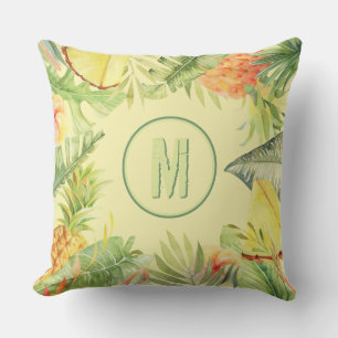 Monogram Watercolor Tropical Floral Kissen