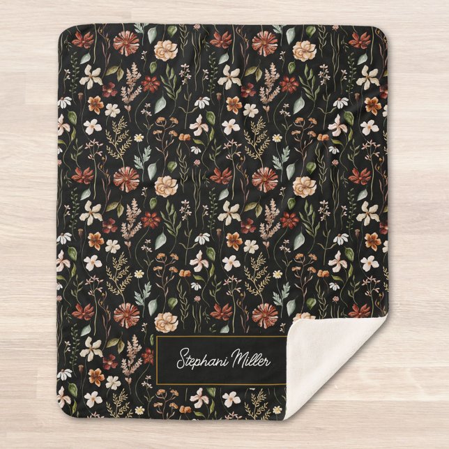 Monogram Watercolor Wildflower Floral Botanical Sherpadecke (Close up)