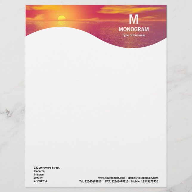 Monogram Wave - Sunset Sunrise Briefbogen (Vorderseite)