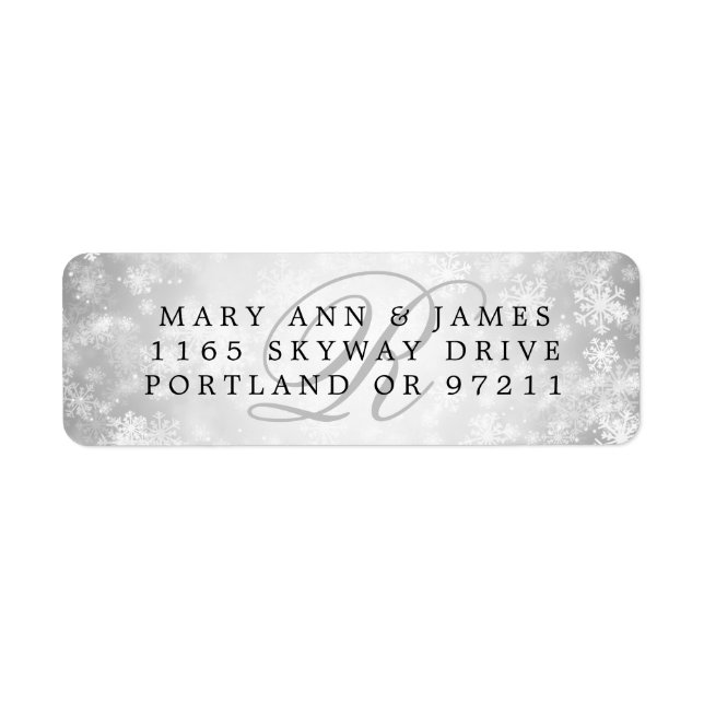Monogram Wedding Address Silver Winter Wonderland (Vorne)