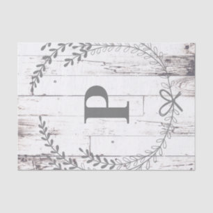 Monogram Wedding aus Weißholz Seidenpapier