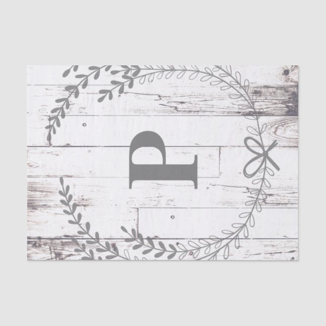 Monogram Wedding aus Weißholz Seidenpapier (Vorderseite)