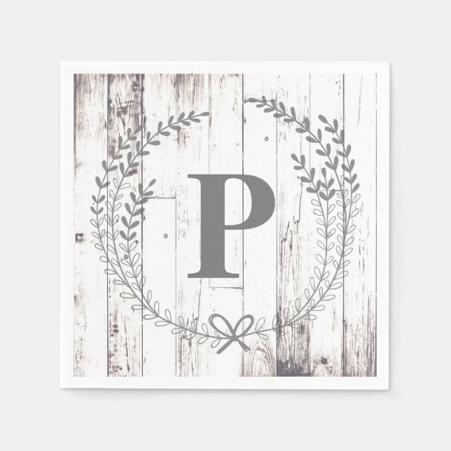 Monogram Wedding aus Weißholz Serviette (Vorderseite)