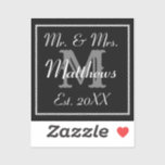 Monogram Wedding Black and White Stickers Aufkleber<br><div class="desc">Moderne Eleganz mit unseren schicken Hochzeitstickern. Erhöhen Sie Ihre Gastgeschenke Hochzeiten mit einer modernen Ästhetik,  die mit Einfachheit und zeitloser Eleganz in Einklang steht. Ideal für Gastgeschenke Hochzeiten und Hochzeiten danke Ihnen Umschlag Aufkleber. Schwarz-Weiß-Minimal Moderne Monogramm Hochzeit.</div>