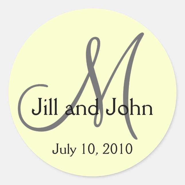 Monogram Wedding Bride Datum Cream Sticker (Vorderseite)