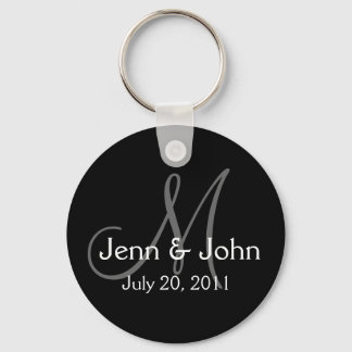 Monogram Wedding Bride Groom Date Black Key Chain Schlüsselanhänger